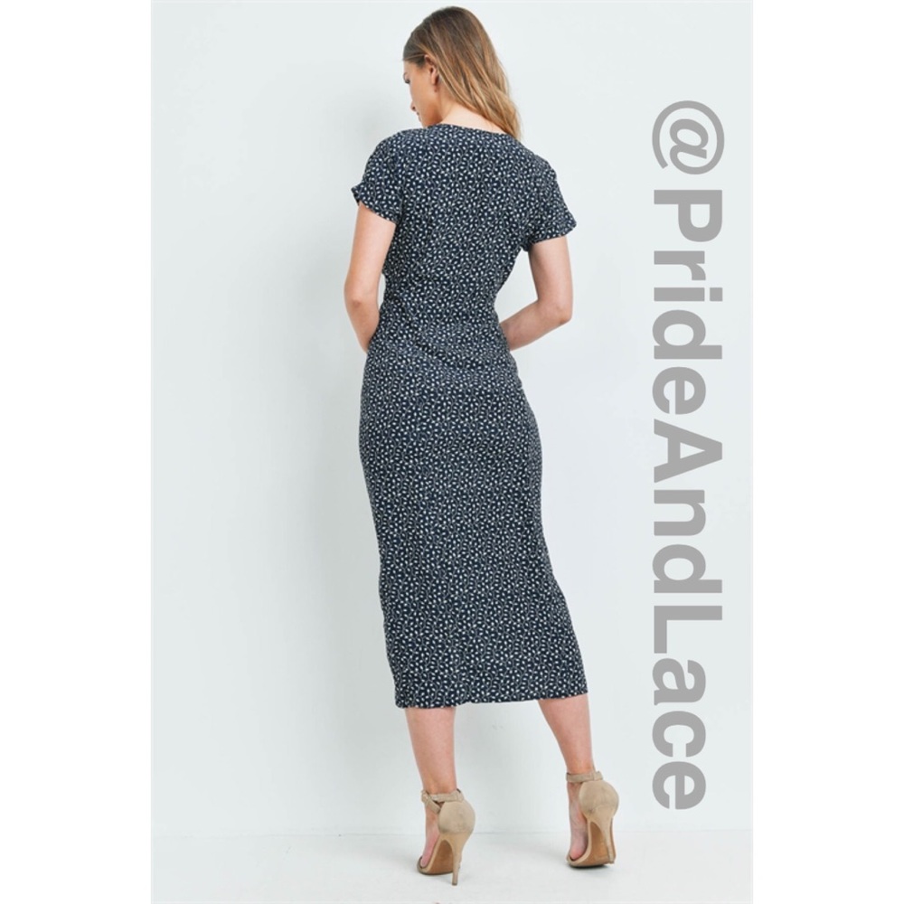 LAST 1️⃣ NAVY BLUE PRINT MIDI DRESS - Picture 3 of 9